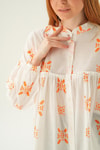 Orange Hakim Yaka Desenli Tunik 6853A