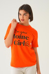 Orange Home Girl Baskı Oversize Tişört 1715