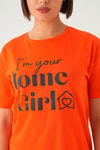 Orange Home Girl Baskı Oversize Tişört 1715