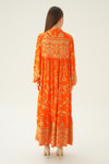 Orange Kruvaze Yaka Desenli Elbise 2643