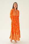 Orange Kruvaze Yaka Desenli Elbise 2643