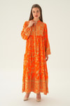 Orange Kruvaze Yaka Desenli Elbise 2643