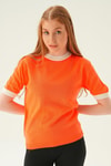 Orange Yaka ve Kol Çizgi Tişört 1442