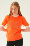 Orange Yaka ve Kol Çizgi Tişört 1442