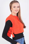Orange Yandan Bağlamalı Süveter 1536
