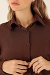 Oversize Bayan Gömlek - 6624A Kahve