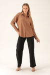 Oversize Bayan Gömlek - 6624A Taba