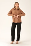 Oversize Bayan Gömlek - 6624A Taba