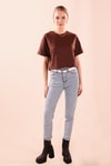 Oversize Kısa Tişört - 9408 Acı Kahve