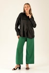 Oversize Saten Bayan Gömlek - 1638 Siyah