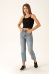 Paçası Kesik Mom Jean - 5112-1 Kar Yıkama