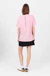 Pembe Arka Yazı Baskılı Kalpli %100 Pamuk Oversize Tişört 2150-33M