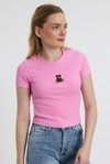 Pembe Ayıcık Nakışlı Kısa Kol Bluz 2199