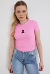Pembe Ayıcık Nakışlı Kısa Kol Bluz 2199