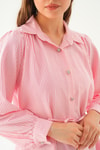 Pembe Bağlama Detay Çizgili Tunik 4242A