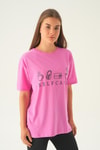 Pembe Baskılı Oversize Tişört 1716