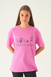 Pembe Baskılı Oversize Tişört 1716