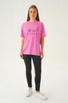 Pembe Baskılı Oversize Tişört 1716