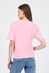 Pembe Bisiklet Yaka %100 Pamuk Relaxed Fit Tişört 2142M