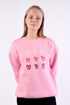 Pembe Bisiklet Yaka Kalp Nakışlı Sweat 9175M
