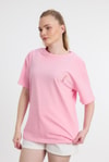 Pembe Bisiklet Yaka Nakışlı Tişört 2150-16M