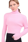 Pembe Boğazlı Kol Taş Detay Yumoş Kazak 6627