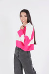 Pembe Çizgili Polo Yaka Kazak 6014