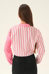 Pembe Crop Çizgili Gömlek 71482