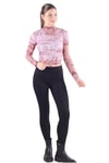 Pembe Dijital Baskı Tül Transparan Bluz 074