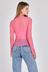 Pembe Dikiş Detaylı Uzun Kollu Tül Bluz 233163