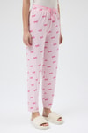 Pembe Fiyonk Desenli Lastik Bel Kadın Pijama Altı 4528