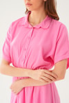 Pembe Gömlek Yaka Elbise 8663