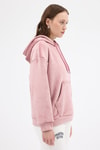 Pembe Kadın Peluş Kanguru Cepli Kapüşonlu Sweatshirt 3061A