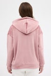 Pembe Kadın Peluş Kanguru Cepli Kapüşonlu Sweatshirt 3061A