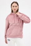 Pembe Kadın Peluş Kanguru Cepli Kapüşonlu Sweatshirt 3061A
