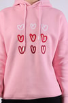 Pembe Kalp Nakışlı Sweat 9154M