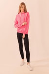 Pembe Kapüşonlu Cep Detay Sweat 9018M