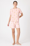 Pembe Meyve Desenli Şortlu Pijama Takımı 3420