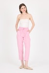 Pembe Müslin %100 Pamuk Beli Lastikli Pantolon 8055A