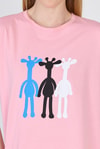 Pembe Oversize Zürafa Baskılı Tişört 2150-12M