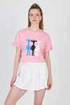 Pembe Oversize Zürafa Baskılı Tişört 2150-12M