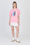 Pembe Oversize Zürafa Baskılı Tişört 2150-12M