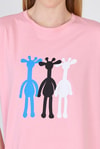 Pembe Oversize Zürafa Baskılı Tişört 2150-12M