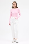 Pembe Premium/Viskoz Yumuşak Kumaşlı Parmak Geçmeli Crop Bluz 8162A