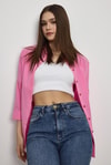 Pembe Relaxed Fit Rahat Kesim Basic Gömlek - 6621A