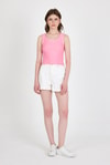 Pembe Şerit Detaylı Örme Crop Atlet 1049