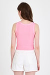 Pembe Şerit Detaylı Örme Crop Atlet 1049