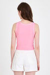 Pembe Şerit Detaylı Örme Crop Atlet 1049
