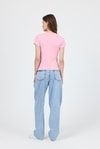 Pembe Slim Fit Bisiklet Yaka Kısa Kollu Tişört 2214