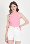 Pembe Taş İşleme Detaylı Halter Yaka Örme Atlet 0349